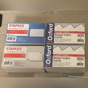 1,000 NEW 3x5 Index Cards - 2x300 + 4x100 Packs